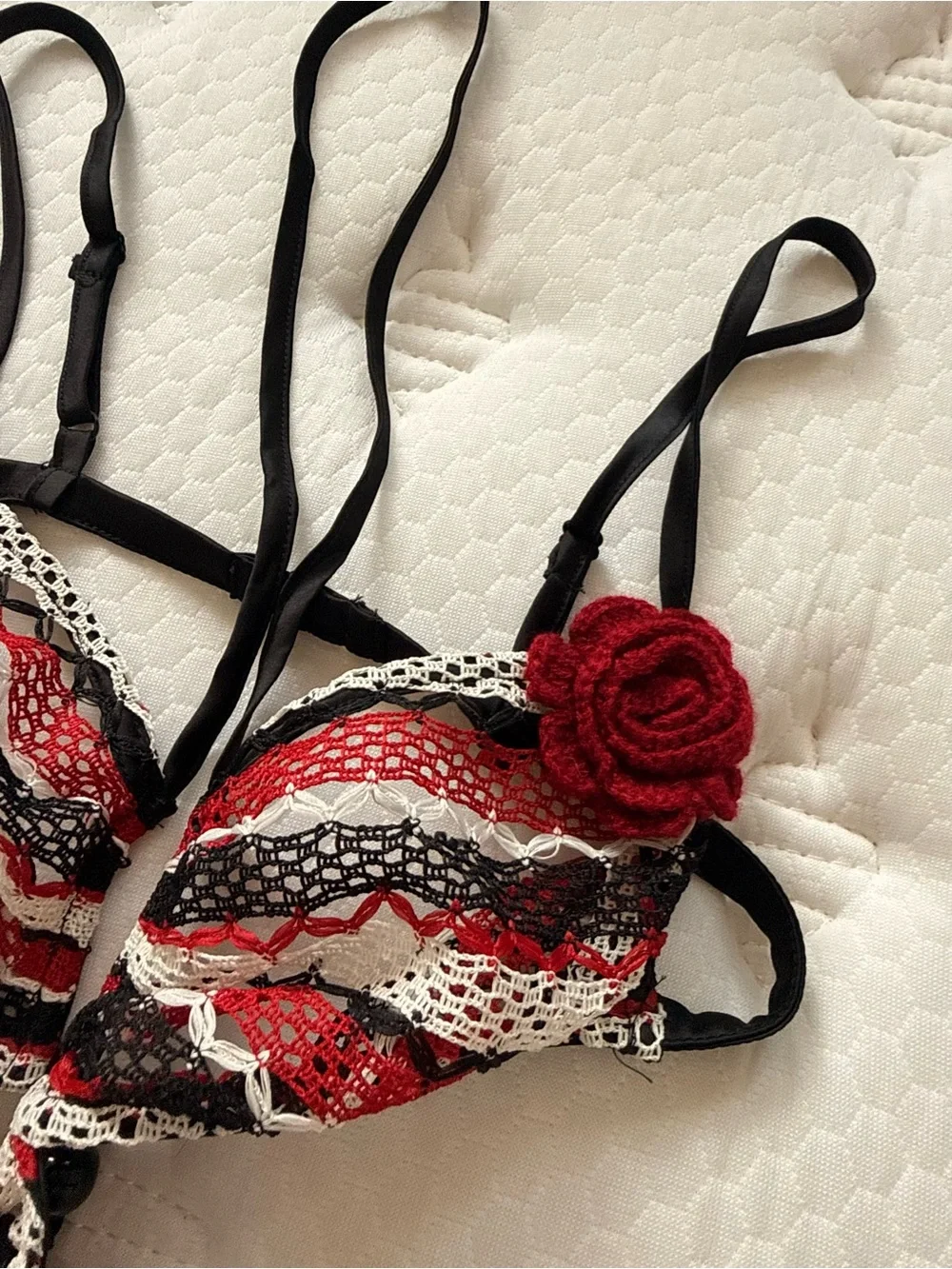 For Love And Lemons Red, Black & White Striped Mini Dress size small - Picture 5 of 8